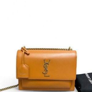 Yves Saint Laurent Medium Sunset Calfskin Tan