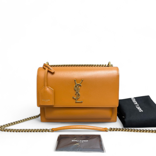 Yves Saint Laurent Medium Sunset Calfskin Tan