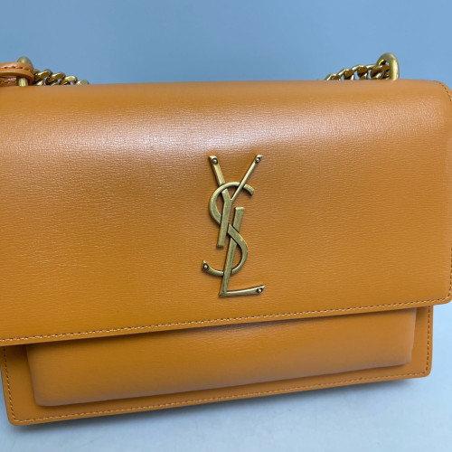 Yves Saint Laurent Medium Sunset Calfskin Tan