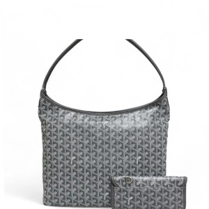 Goyard Boheme Hobo Goyardine Grey White