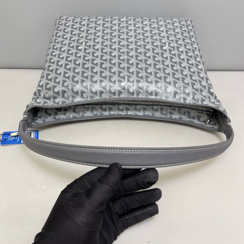 Goyard Boheme Hobo Goyardine Grey White
