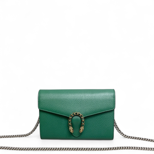 Gucci Mini Dionysus Chain Wallet Calfskin Emerald Green