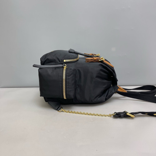 Burberry Medium Rucksack Backpack Nylon Calfskin Black Brown