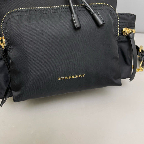 Burberry Medium Rucksack Backpack Nylon Calfskin Black Brown