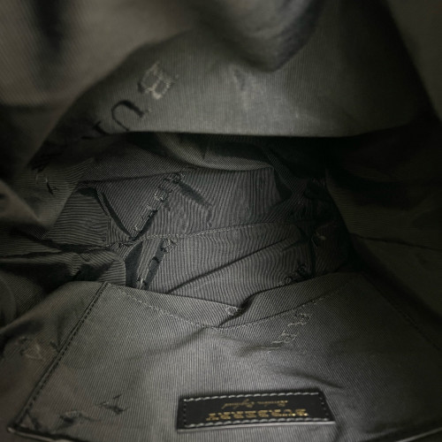 Burberry Medium Rucksack Backpack Nylon Calfskin Black Brown