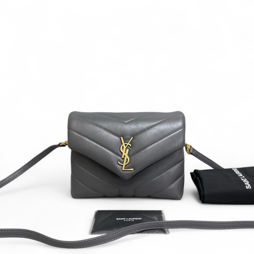 Yves Saint Laurent Toy Loulou Chain Calfskin Dark Grey