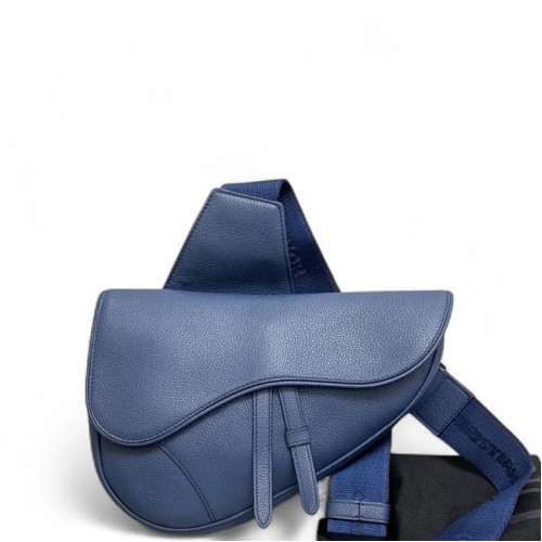 Dior Saddle Crossbody Bag Grained Calfskin Blue