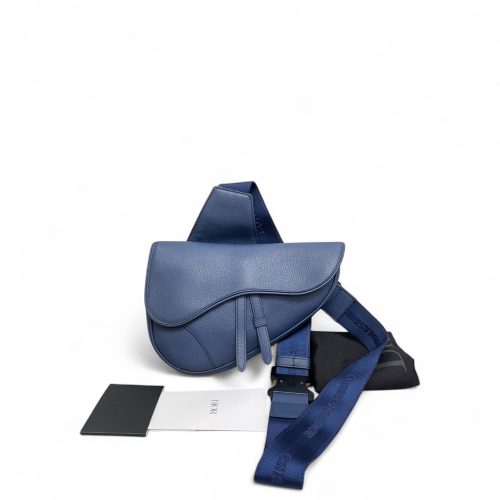 Dior Saddle Crossbody Bag Grained Calfskin Blue