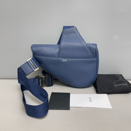 Dior Saddle Crossbody Bag Grained Calfskin Blue
