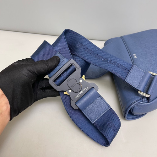 Dior Saddle Crossbody Bag Grained Calfskin Blue