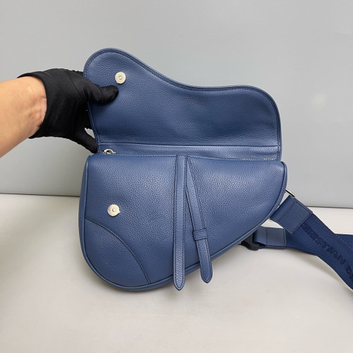 Dior Saddle Crossbody Bag Grained Calfskin Blue