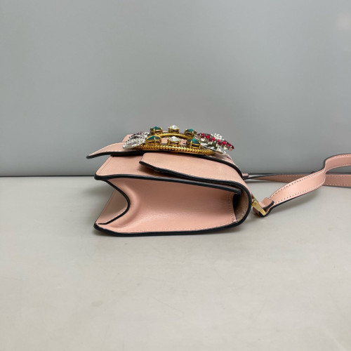 Miu Miu Crystal Embellished Madras Shoulder Calfskin Light Tan