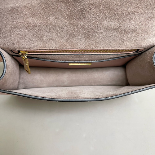 Miu Miu Crystal Embellished Madras Shoulder Calfskin Light Tan