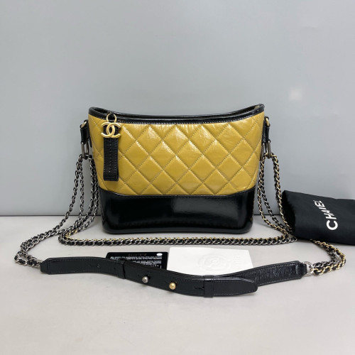 Chanel Quilted New Medium Gabrielle Hobo Calfskin Zafferano Black