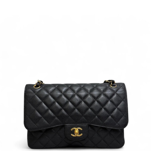 Chanel Quilted Jumbo Double Flap Grained Calfskin Black