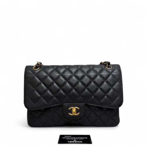 Chanel Quilted Jumbo Double Flap Grained Calfskin Black