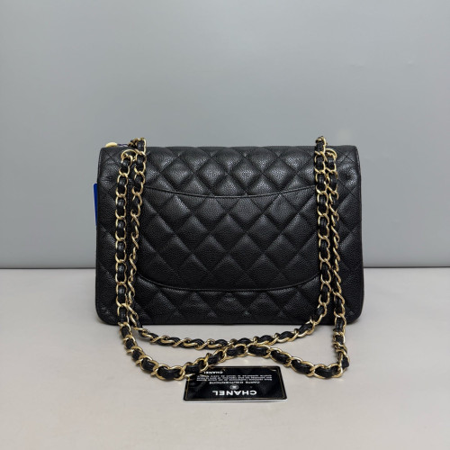 Chanel Quilted Jumbo Double Flap Grained Calfskin Black