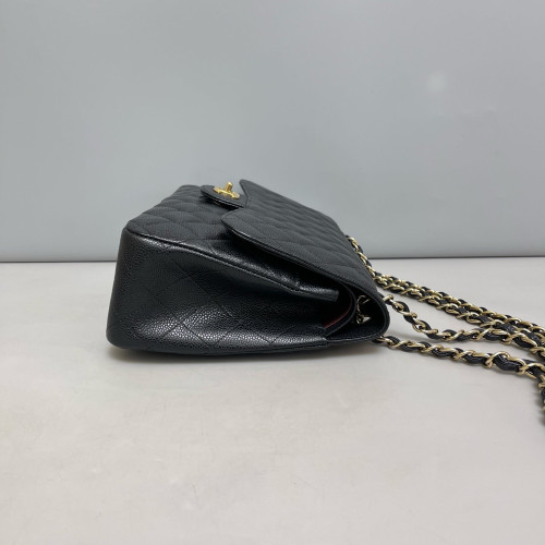 Chanel Quilted Jumbo Double Flap Grained Calfskin Black