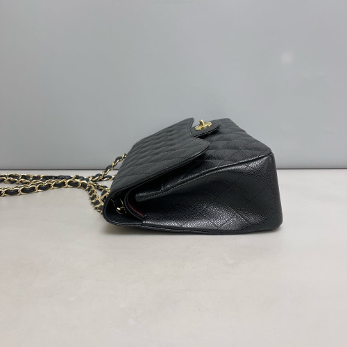 Chanel Quilted Jumbo Double Flap Grained Calfskin Black