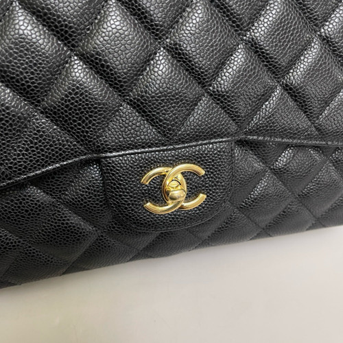 Chanel Quilted Jumbo Double Flap Grained Calfskin Black
