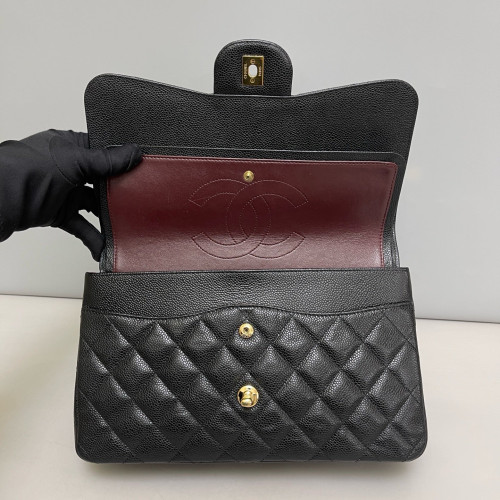 Chanel Quilted Jumbo Double Flap Grained Calfskin Black