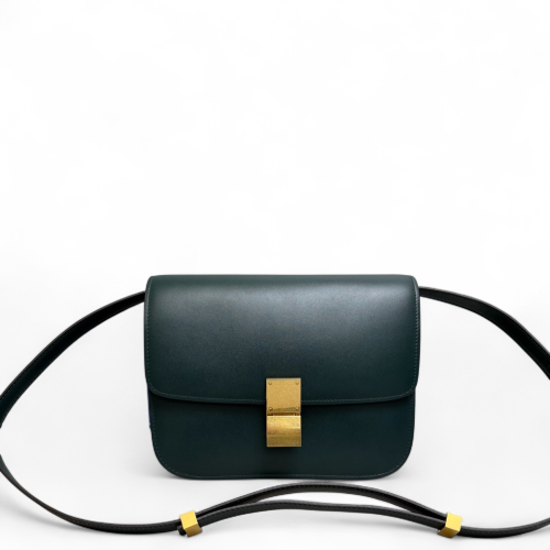 Celine Medium Classic Box Smooth Calfskin Dark Green Celine Medium Classic Box Smooth Calfskin Dark Green