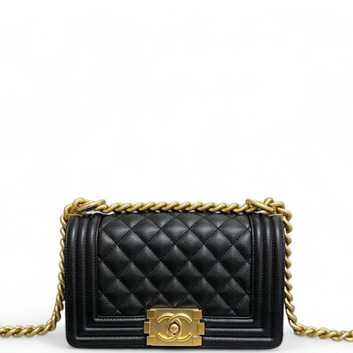 Chanel Quilted Mini Boy Flap Grained Calfskin Black Chanel Quilted Mini Boy Flap Grained Calfskin Black