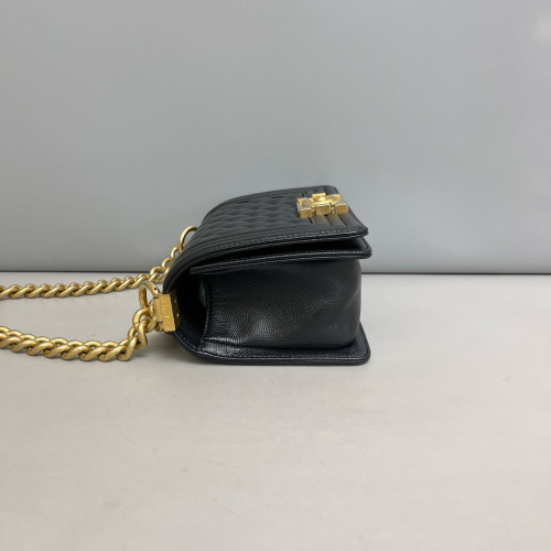 Chanel Quilted Mini Boy Flap Grained Calfskin Black Chanel Quilted Mini Boy Flap Grained Calfskin Black