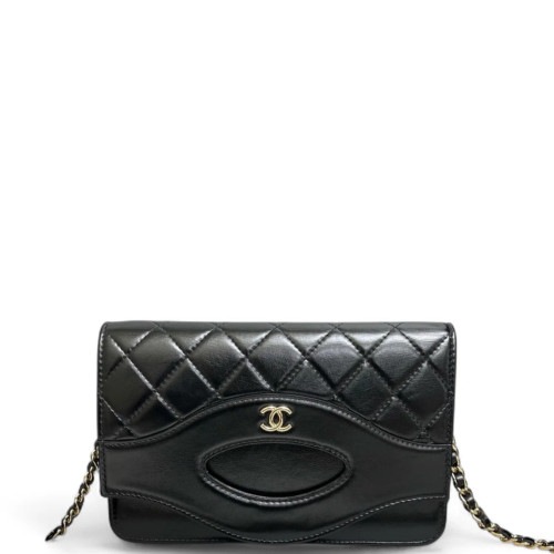 Chanel Quilted 31 Wallet On Chain Calfskin Black