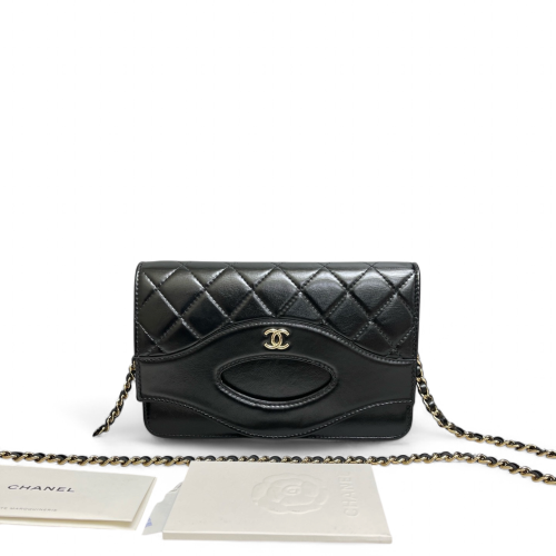 Chanel Quilted 31 Wallet On Chain Calfskin Black