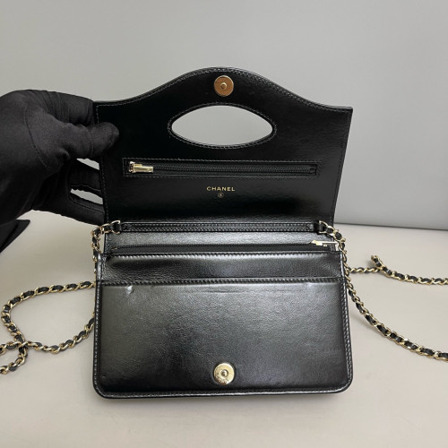 Chanel Quilted 31 Wallet On Chain Calfskin Black