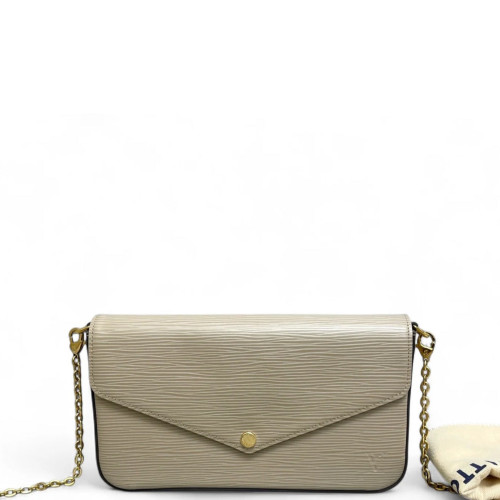 Louis Vuitton Pochette Felicie Chain Wallet Epi Grey