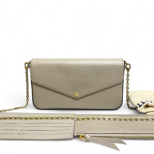 Louis Vuitton Pochette Felicie Chain Wallet Epi Grey