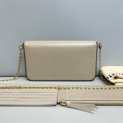 Louis Vuitton Pochette Felicie Chain Wallet Epi Grey