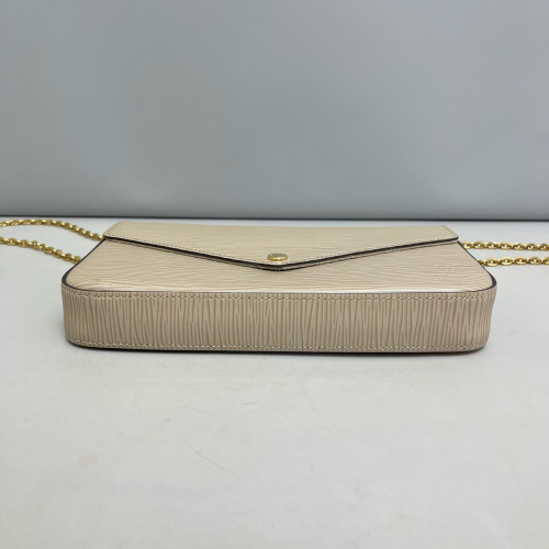 Louis Vuitton Pochette Felicie Chain Wallet Epi Grey