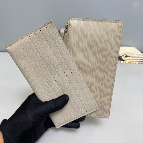 Louis Vuitton Pochette Felicie Chain Wallet Epi Grey