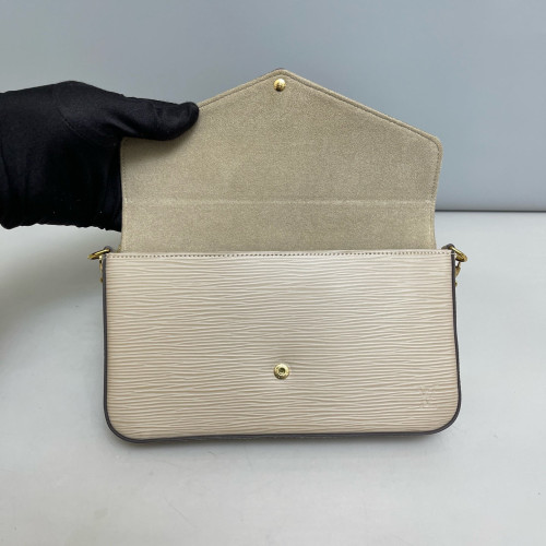 Louis Vuitton Pochette Felicie Chain Wallet Epi Grey