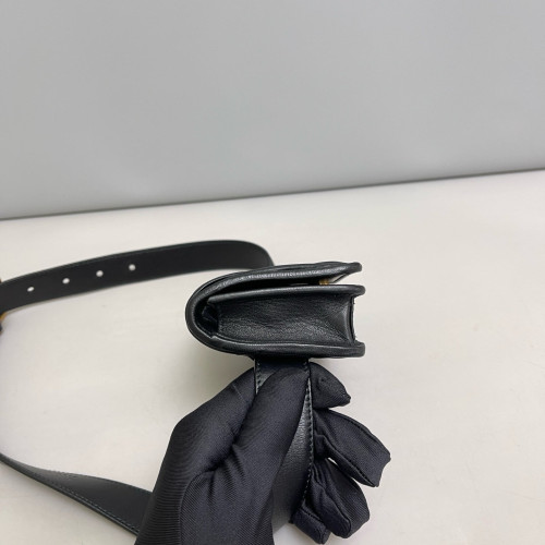Miu Miu Waist Belt Bag Crumpled Lambskin Nappa Black