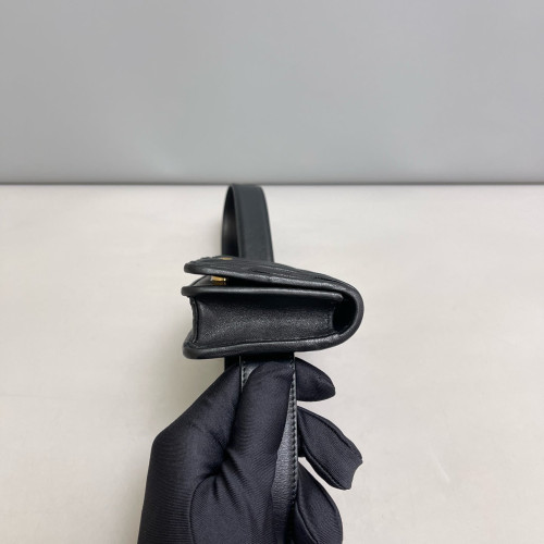 Miu Miu Waist Belt Bag Crumpled Lambskin Nappa Black