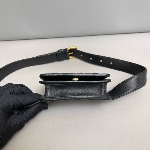 Miu Miu Waist Belt Bag Crumpled Lambskin Nappa Black