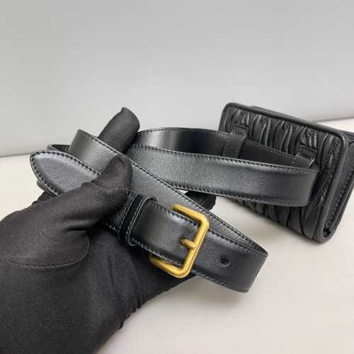 Miu Miu Waist Belt Bag Crumpled Lambskin Nappa Black