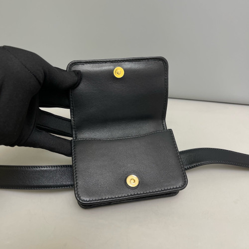 Miu Miu Waist Belt Bag Crumpled Lambskin Nappa Black