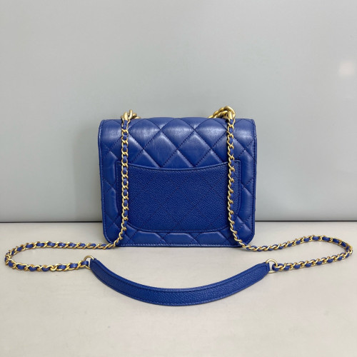 Chanel Quilted Mini Chain Handle Flap Bag Calfskin Blue
