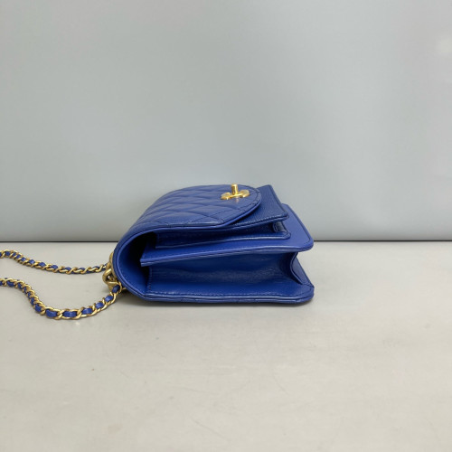 Chanel Quilted Mini Chain Handle Flap Bag Calfskin Blue