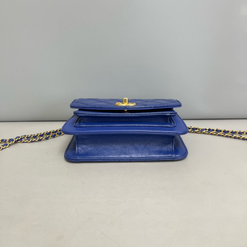 Chanel Quilted Mini Chain Handle Flap Bag Calfskin Blue