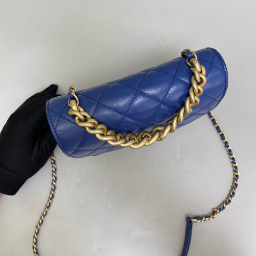 Chanel Quilted Mini Chain Handle Flap Bag Calfskin Blue