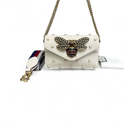 Gucci Queen Margaret Broadway Shoulder Bag Calfskin White