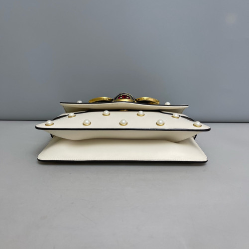 Gucci Queen Margaret Broadway Shoulder Bag Calfskin White