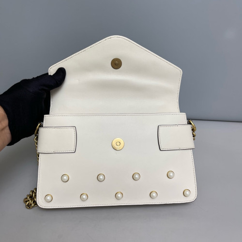Gucci Queen Margaret Broadway Shoulder Bag Calfskin White