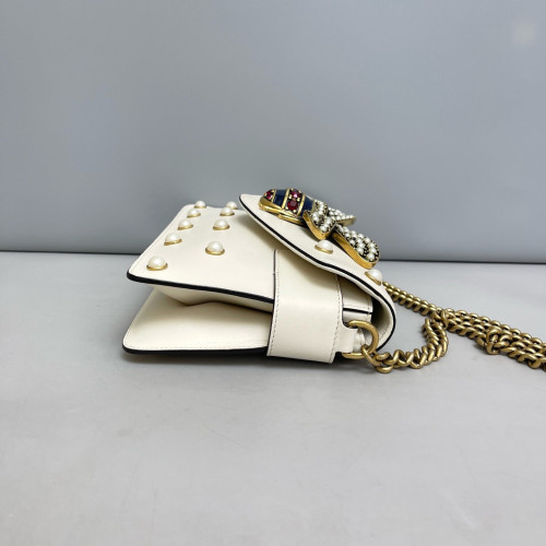 Gucci Queen Margaret Broadway Shoulder Bag Calfskin White